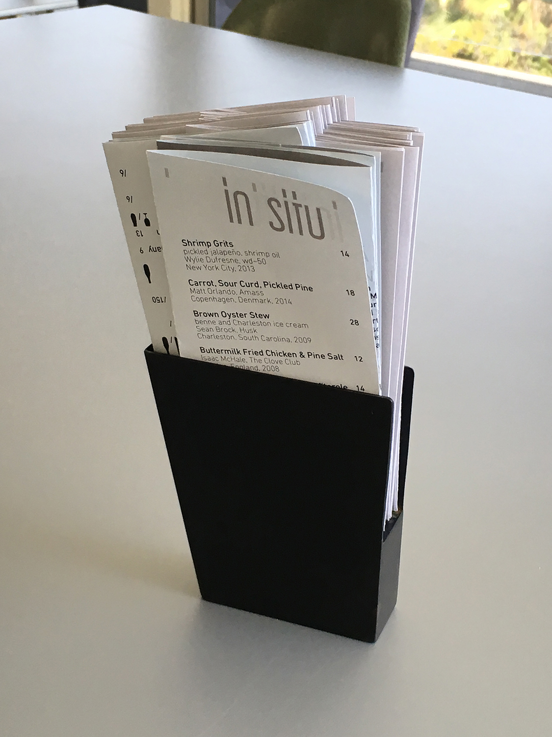 InSitu Menu Holder - Thomas Burns for ALM Project